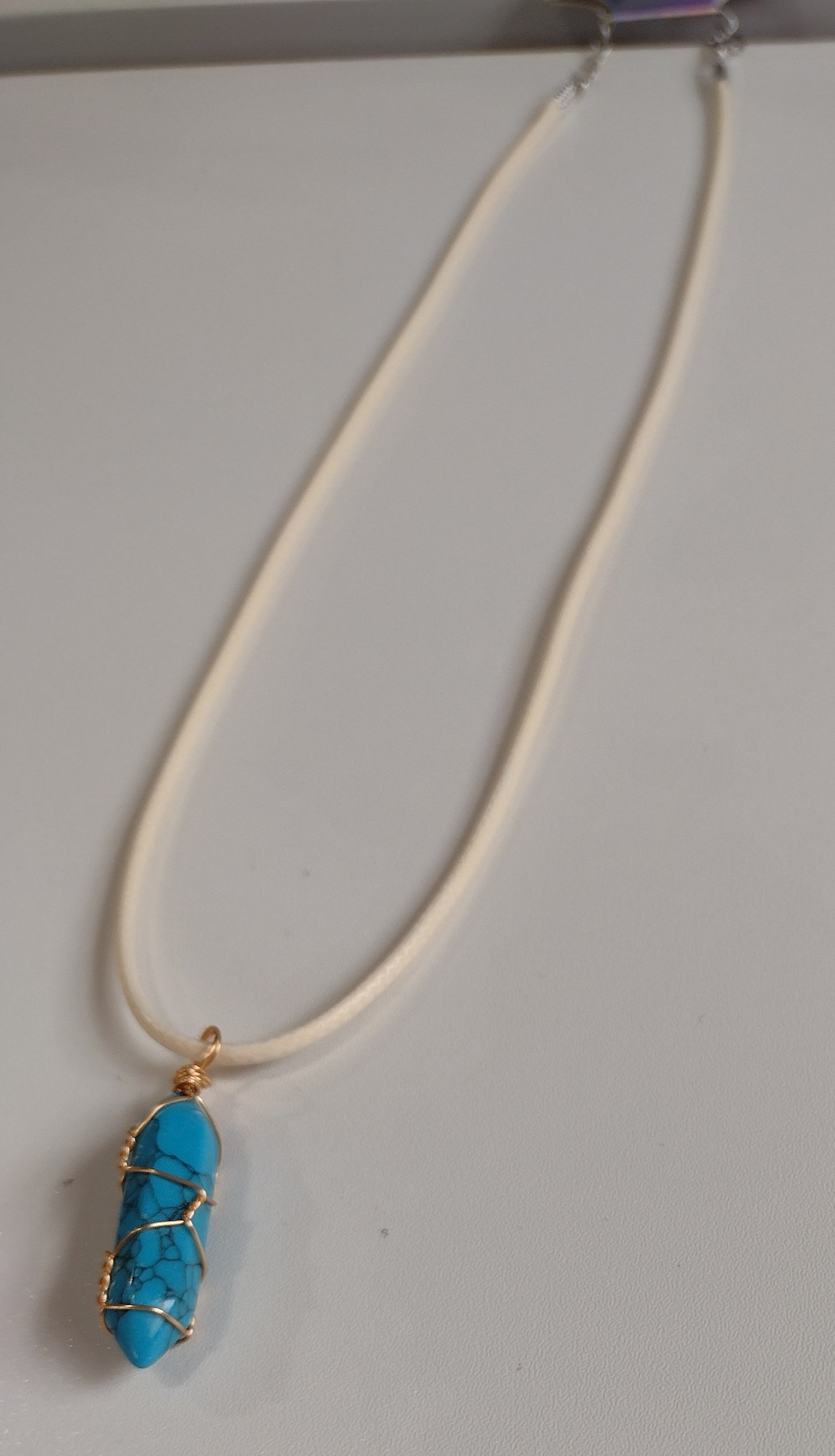 Turquoise Stone in Cage | Corded Necklace - 18"