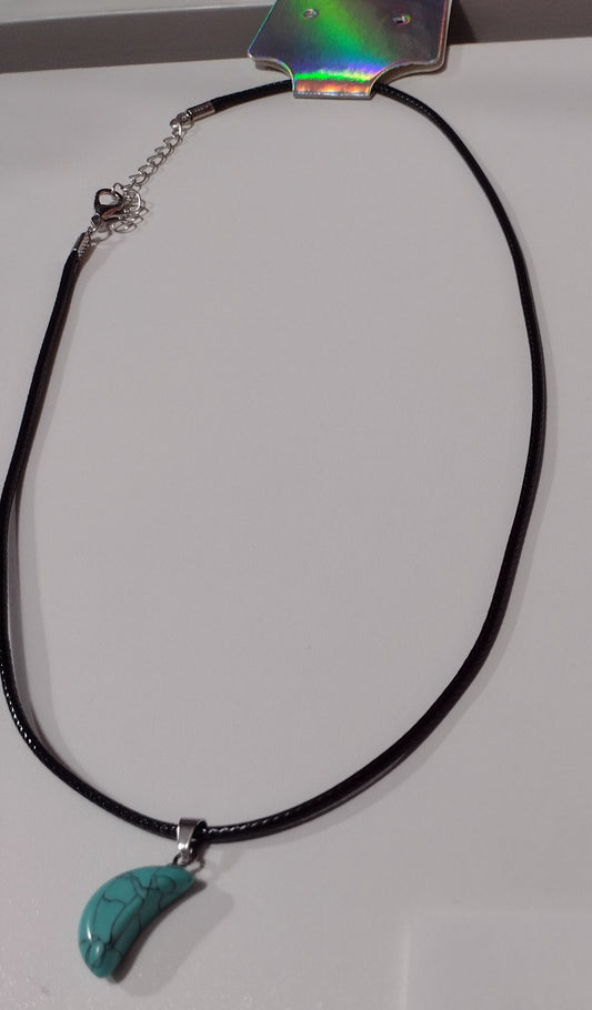 Turquoise Half Moon | Corded Necklace - 18"