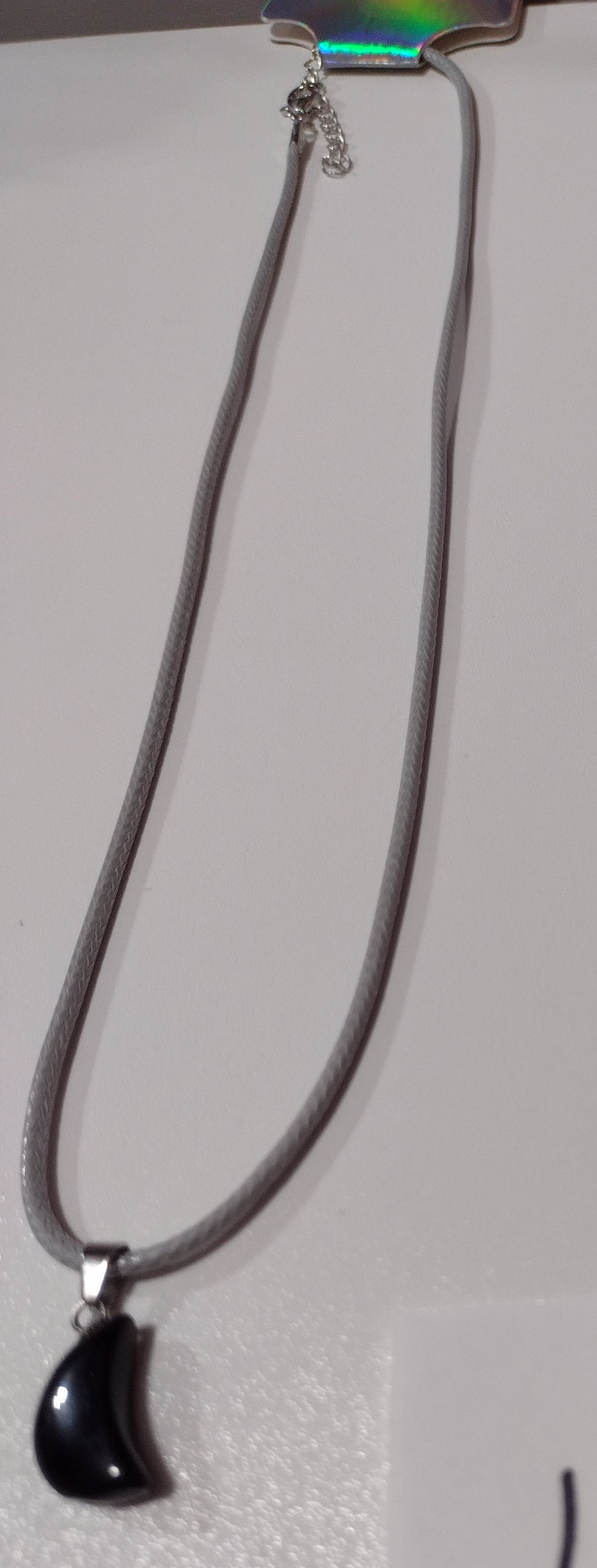 Black Half Moon | Corded Necklace - 18"