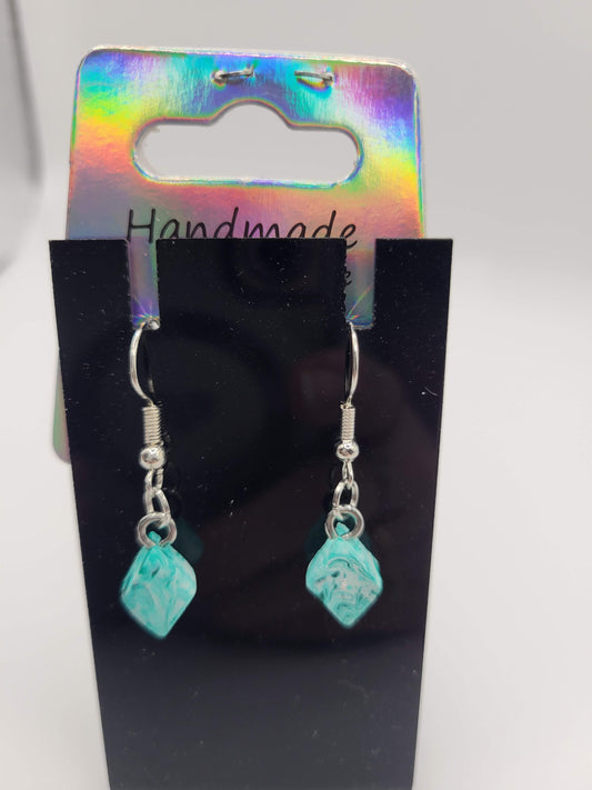 Diamond Teal Tie Dyed | Clay Earrings